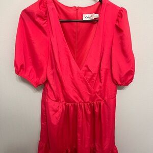 Eliza J Vibrant Pink Puff Sleeve Dress